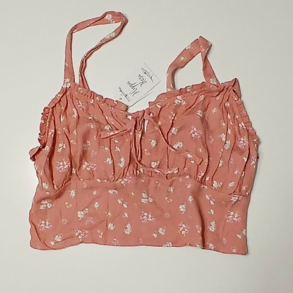 Women's Juniors' HIPPIE ROSE Coral Floral Woven Cropped Cami Size- X-Large/NWT